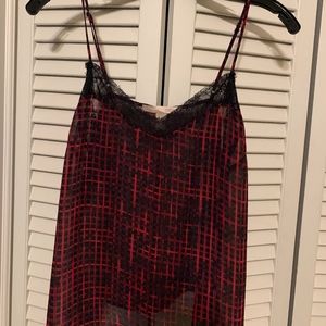 Plaid and lace tank top